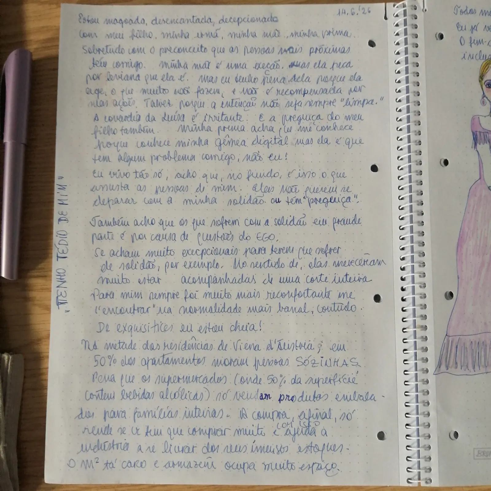 Desabafo, handwritten page 1